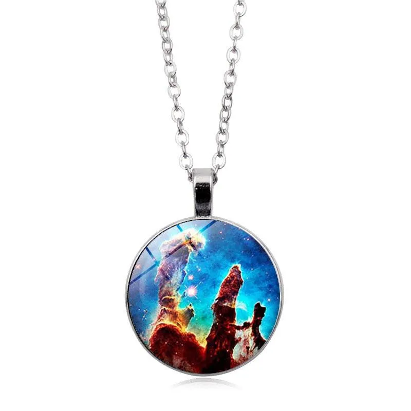 Collier avec pendentif cabochon en verre aurore boréale verte pour femmes et filles, meilleur cadeau de festival_voghion.com