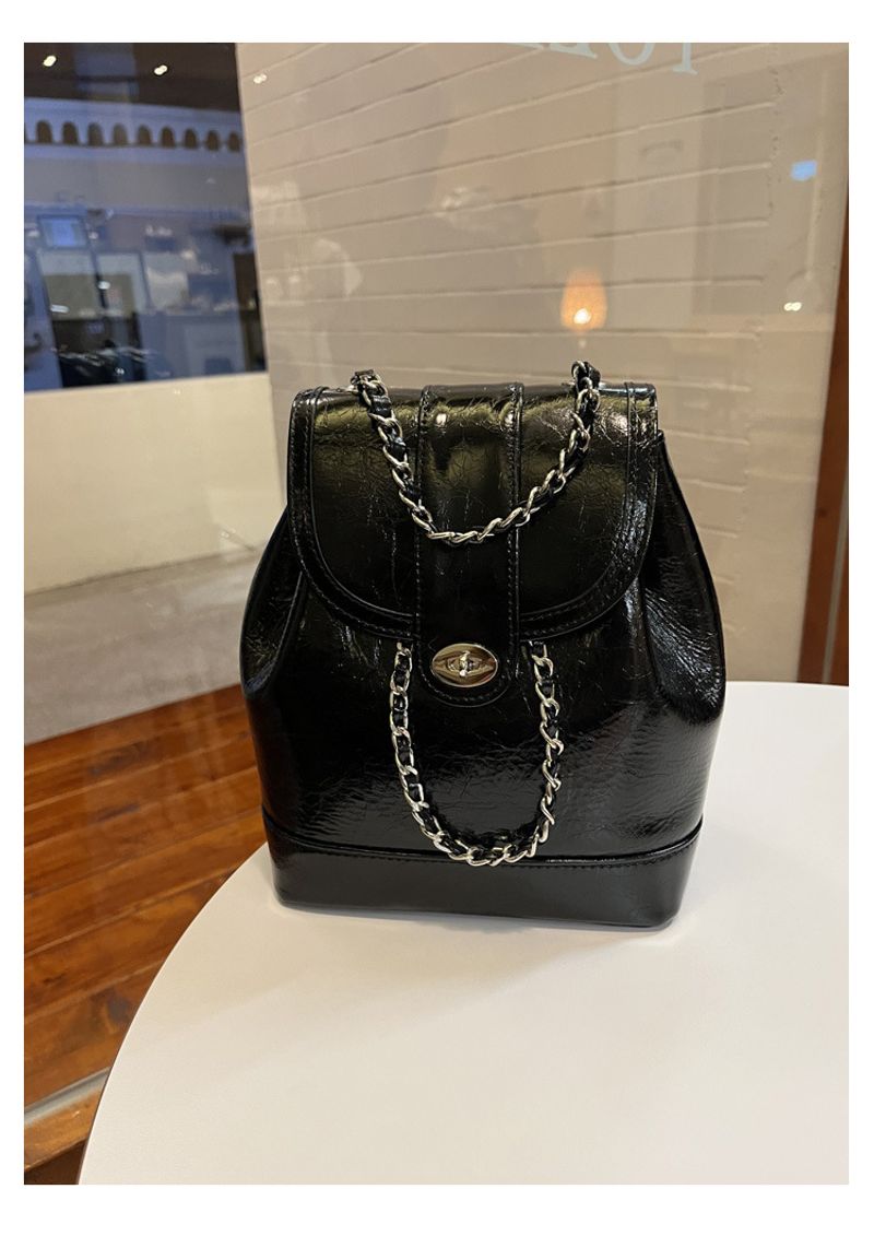 Damen Rucack Kleine Kette Retro Leder Tasche Schulter Umhängetasche_voghion.com