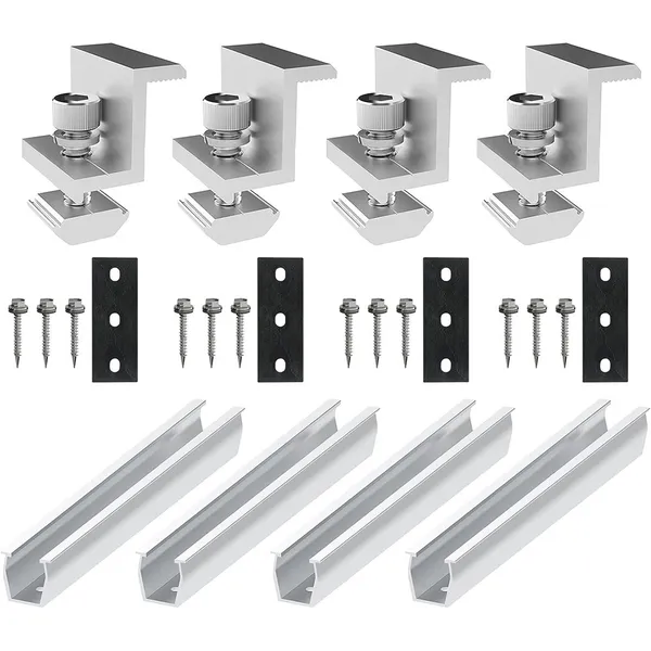 20cm U-shaped Solar Panel Guide Rail Black Pressure Block For Photovoltaic System Installation_voghion.com
