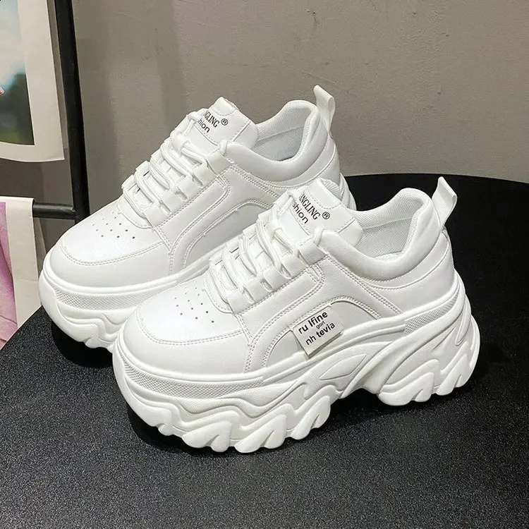 Sneakers platform donna bianco e nero scarpe primavera autunno_voghion.com