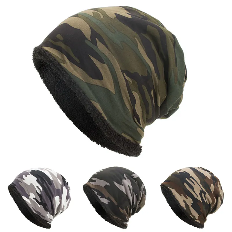 Baskenmützen Stilvolle Outdoor-Kappe Balaclava für Männer und Frauen Camouflage Baumwolle Plus Veet Hut Warm Herbst Winter Fahrrad_voghion.com