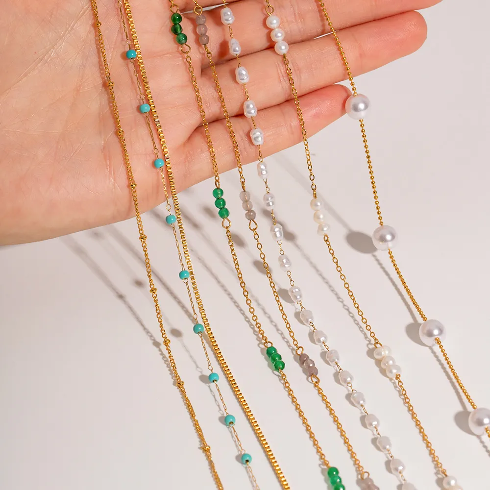 Goldene Perlenketten Halskette Für Damen Elegantes Schmuck Geschenk_voghion.com