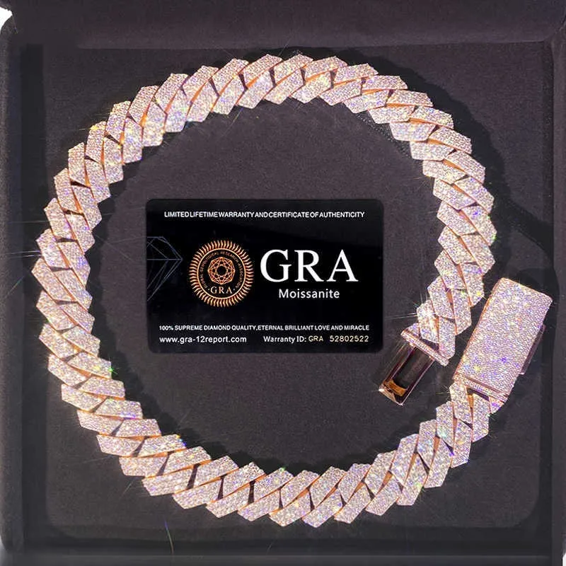bracelet designer jewelry moissanite chain cuban link High Quality 3 Rows VVS Moissanite Diamond Chain White Rose Gold_voghion.com