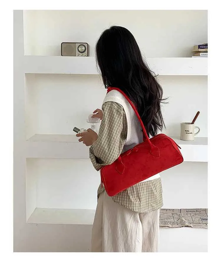 Suede Shoulder Bag For Women Large Capacity Versatile Handbag_voghion.com