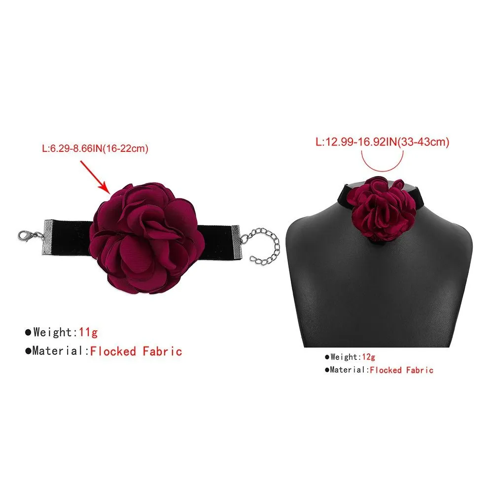 Chaînes Décorations Délicates Exagérées Grandes Fleurs De Rose Collier De Charme Chaîne De Cou Fleurs Colliers De Clavicule_voghion.com