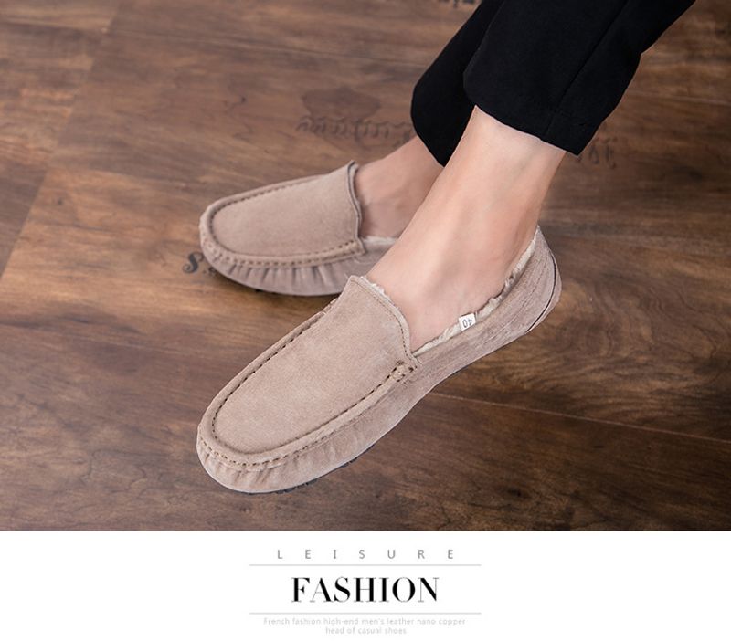 501-3 Wanter Männer Bean Cotton Driving Low-Top Mid-Mouth Flip-On waarm flaach Casual Liederschuhe mat Veet_voghion.com