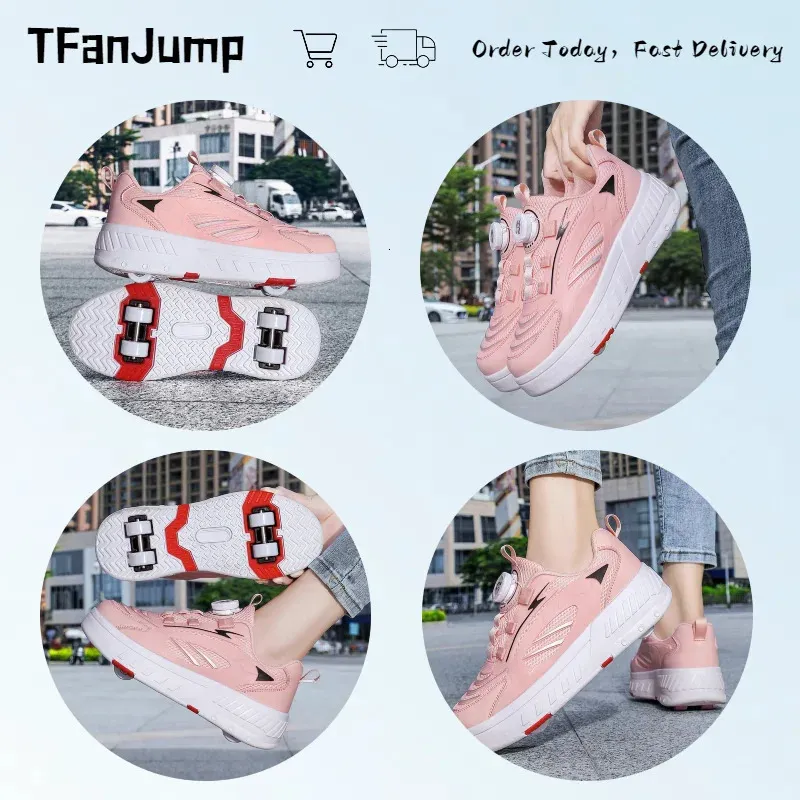 Patins de 4 rodas Deformation Double Row com rodas Tênis de skate de dupla finalidade 240701_voghion.com