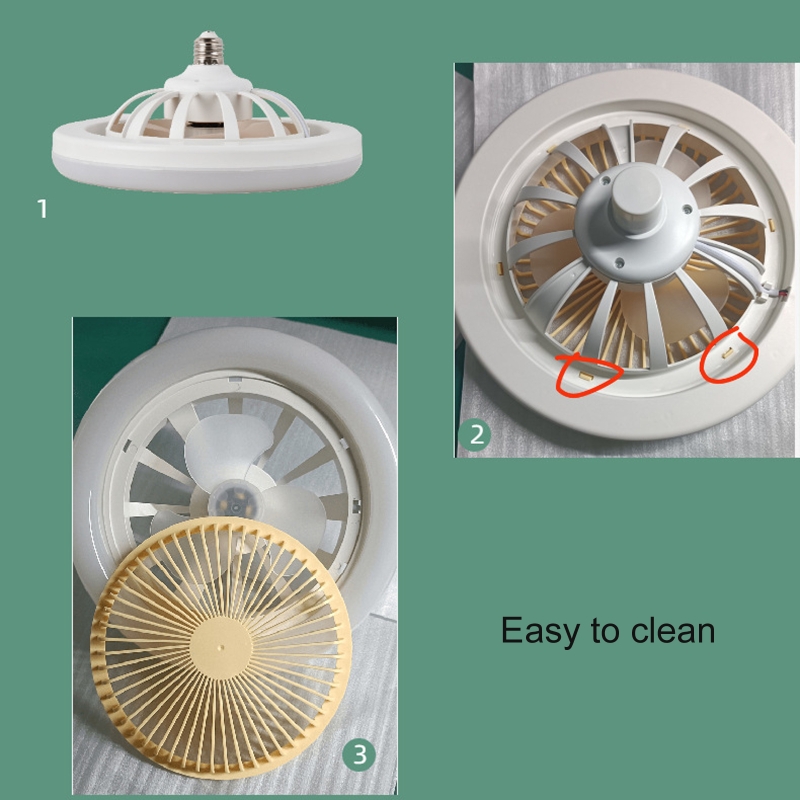 Mennyezeti ventilátorok LED lámpával, 3 lapát nélküli modern intelligens E27 lámpafejű ventilátorlámpa süllyesztett szereléshez hálószobába, irodába, AC 85V-265V_voghion.com