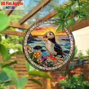 8" Puffin Suncatcher - rannikuteemaline 2D akrüüldekoor. Ideaalne verandale/kabinetti/elutuppa. Erksavärviline õueaktsent. Ideaalne kingitus linnusõpradele._voghion.com