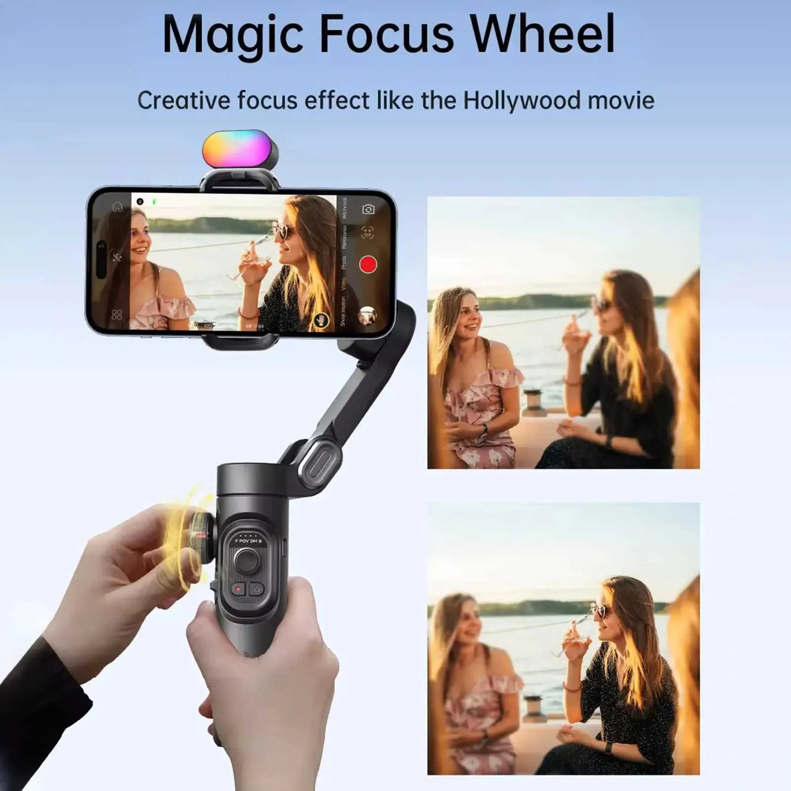 AOCHUAN Smart XE Kit Gimbal Stabilizer For Smartphone IPhone Video Recording Magnetic Fill Light 3-Axis Foldable Android_voghion.com