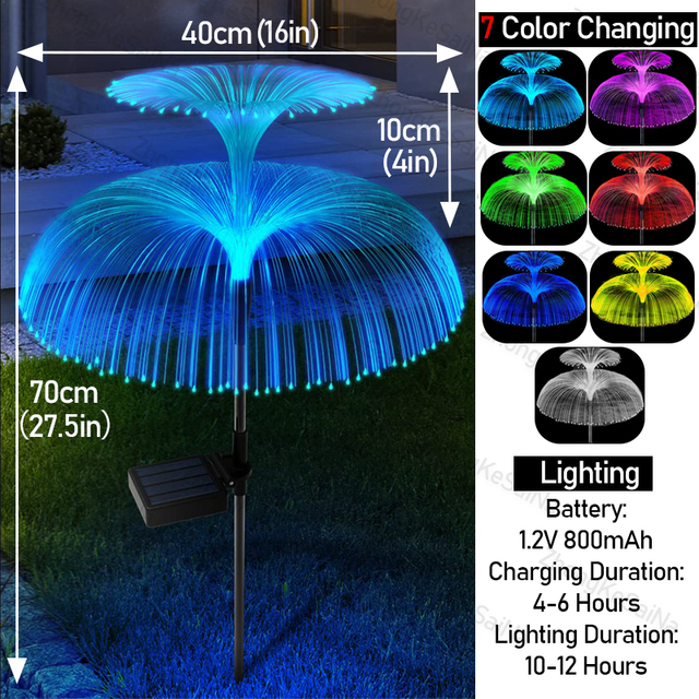 1 pz LED luci solari da giardino luci esterne impermeabili per cortile 7 colori fibra ottica medusa luce per vialetto/prato_voghion.com