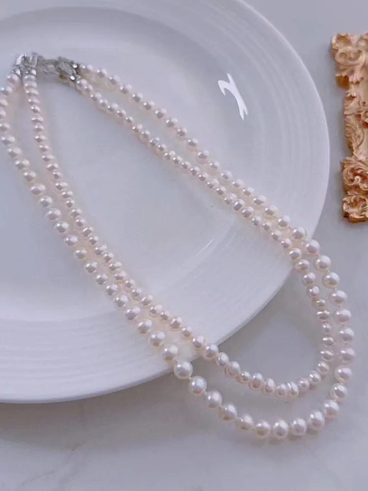 Freshwater Pearl Necklace Long Multi-wear Double Layer Chain_voghion.com