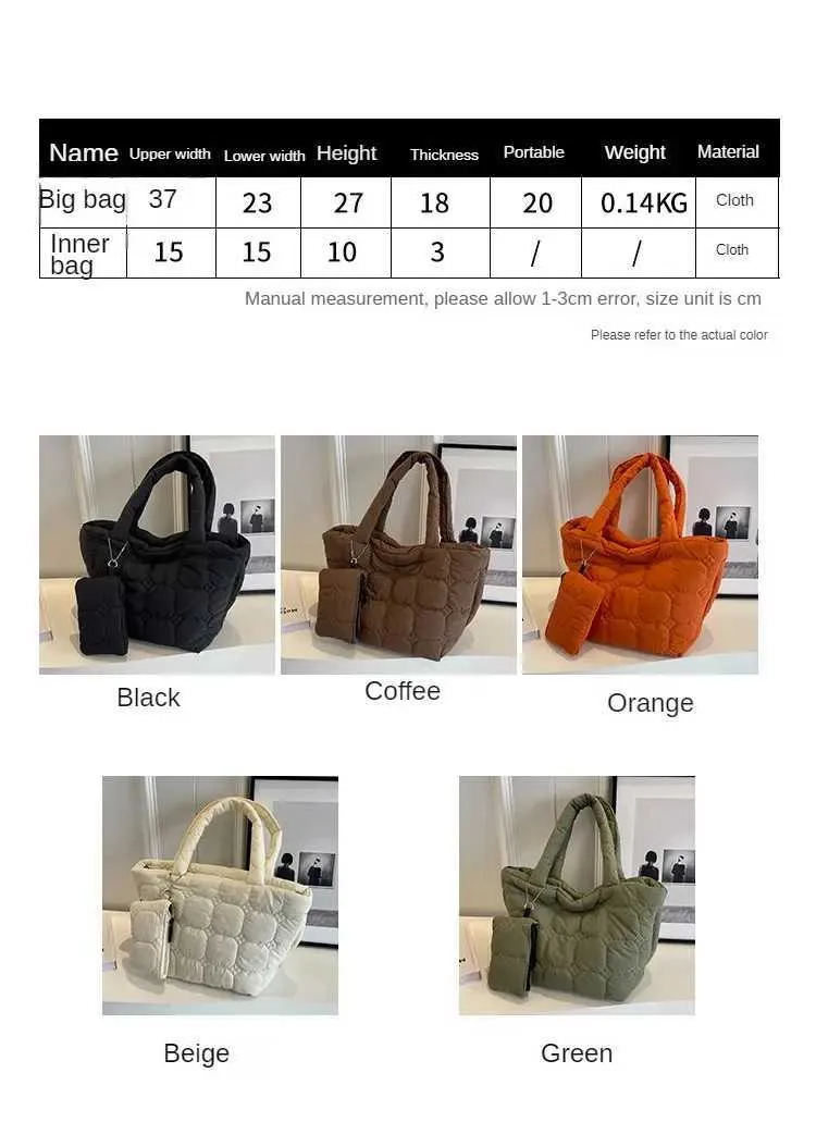 Mode Gesteppte Stickerei Thread Handtasche Leichte Puffy Top-Griff Große Kapazität Damen Kleine Einkaufstasche mit Mini_voghion.com