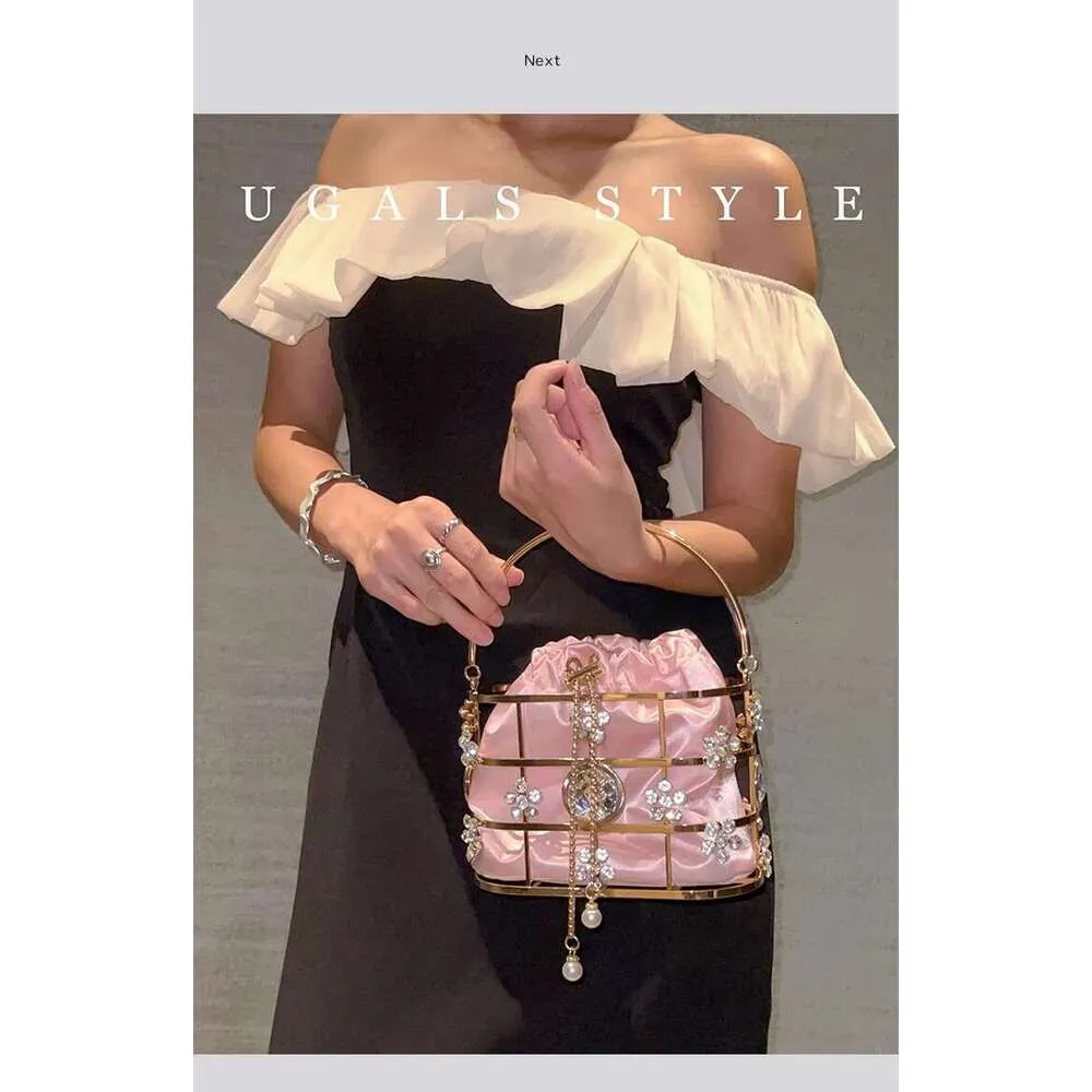 Modische Damen-Handtasche mit ausgehöhltem Metallkäfig, glitzernd, glänzend, für Abendveranstaltungen, Hochzeiten, Partys, Clutch, Umhängetasche_voghion.com