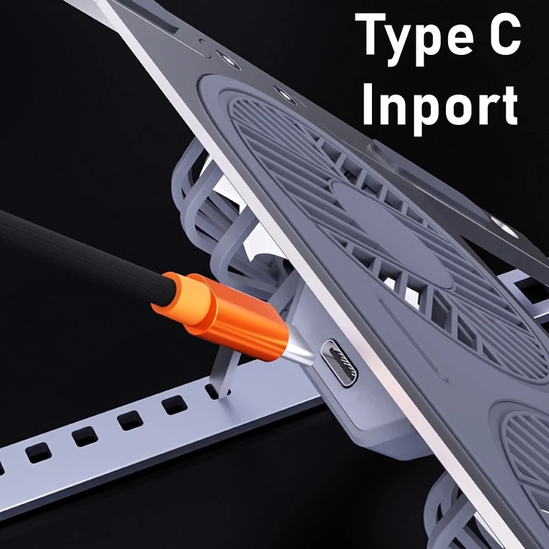 Soporte de aluminio para computadora portátil, elevador de escritorio plegable, ventilador de refrigeración silencioso, soporte ajustable para computadora portátil MacBook Pro Air, computadora PC, iPad, tableta_voghion.com