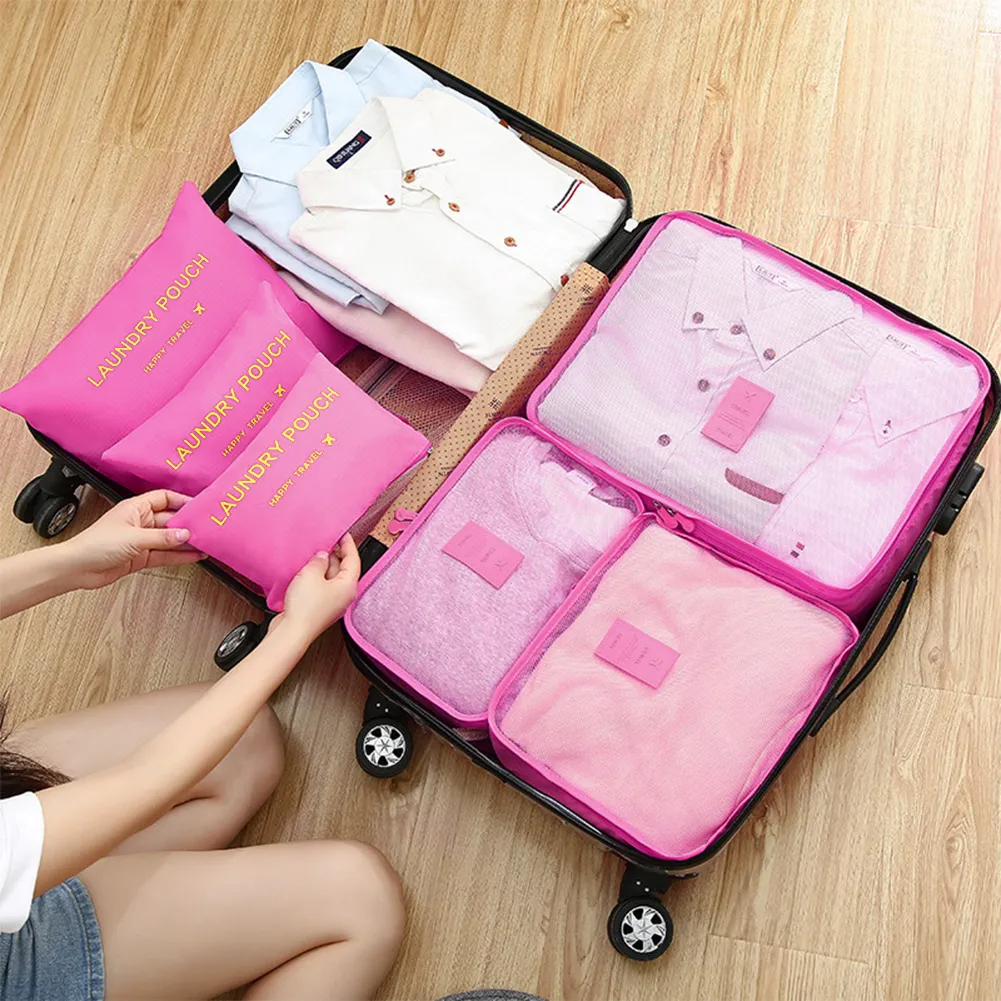6pcs/set Travel Cases Thickening Lage Storage Bag Waterproof Foldable Space Saving For Family Vacation Skiing Camping_voghion.com