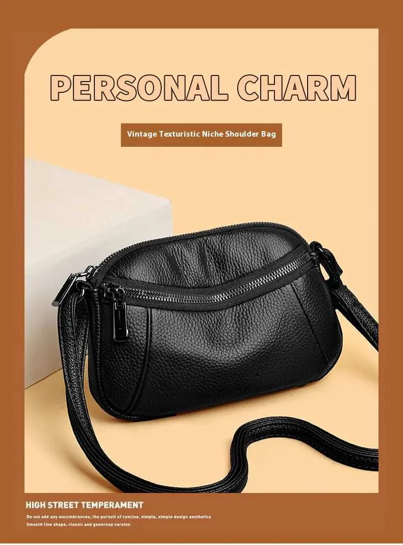 New Patchwork Single Shoulder Crossbody Head Layer Cowhide Small Bag Advanced Fashion SimpleC241216_voghion.com