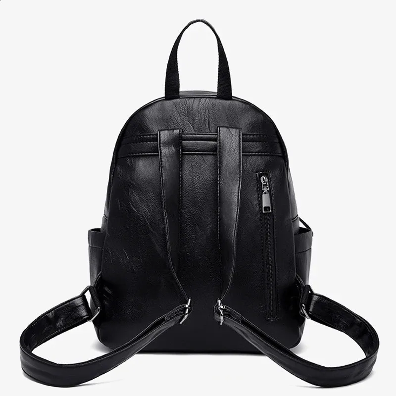Large Capacity Women's Leather Backpack Vintage Travel School Bag_voghion.com