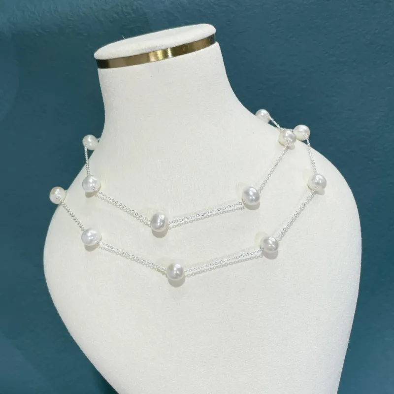 Anhänger Halsketten Natürliche Süßwasserperlen Halskette Exquisite einfache Lavendel Stern Pullover Kette Mode Hochzeitsschmuck_voghion.com