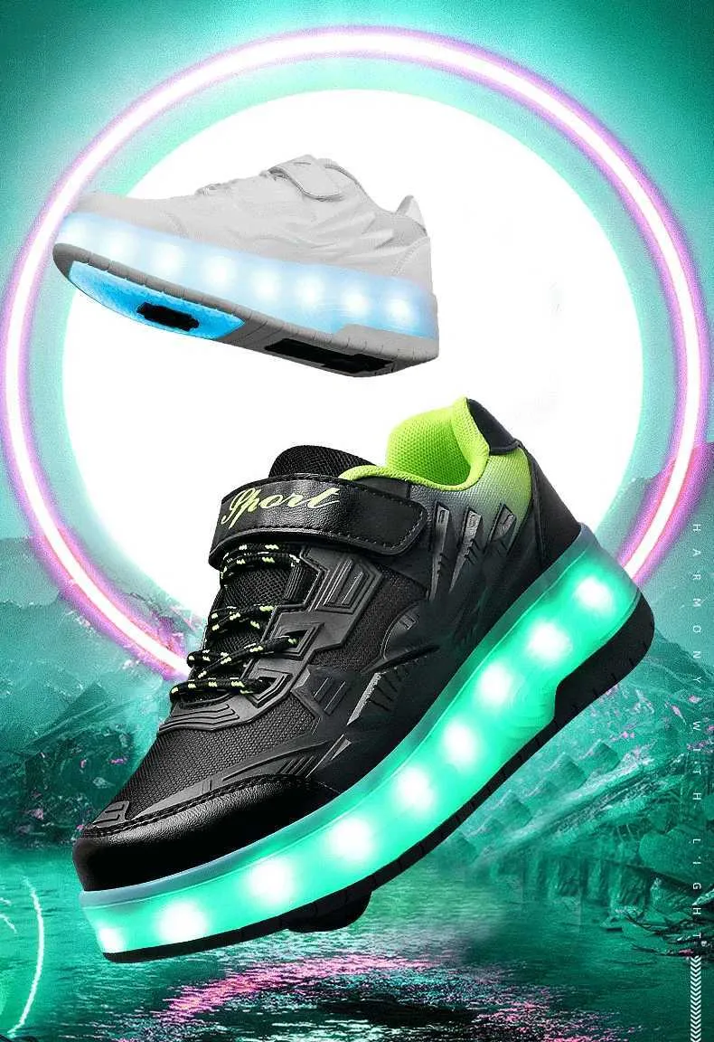 Düz Paten Erkek Kız Yanıp Sönen Işıklar İki Tekerlekli Paten Ayakkabı Led Işıklı Işıklı Spor Ayakkabılar Açık Hava Günlük Ayakkabılar_voghion.com