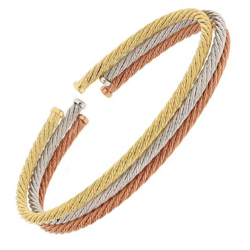 Modeschmuck Made in Italy, Armreif mit Kabelschlauch, Geschenk für Frau, Schmuckstück, weiß rhodiniert_voghion.com