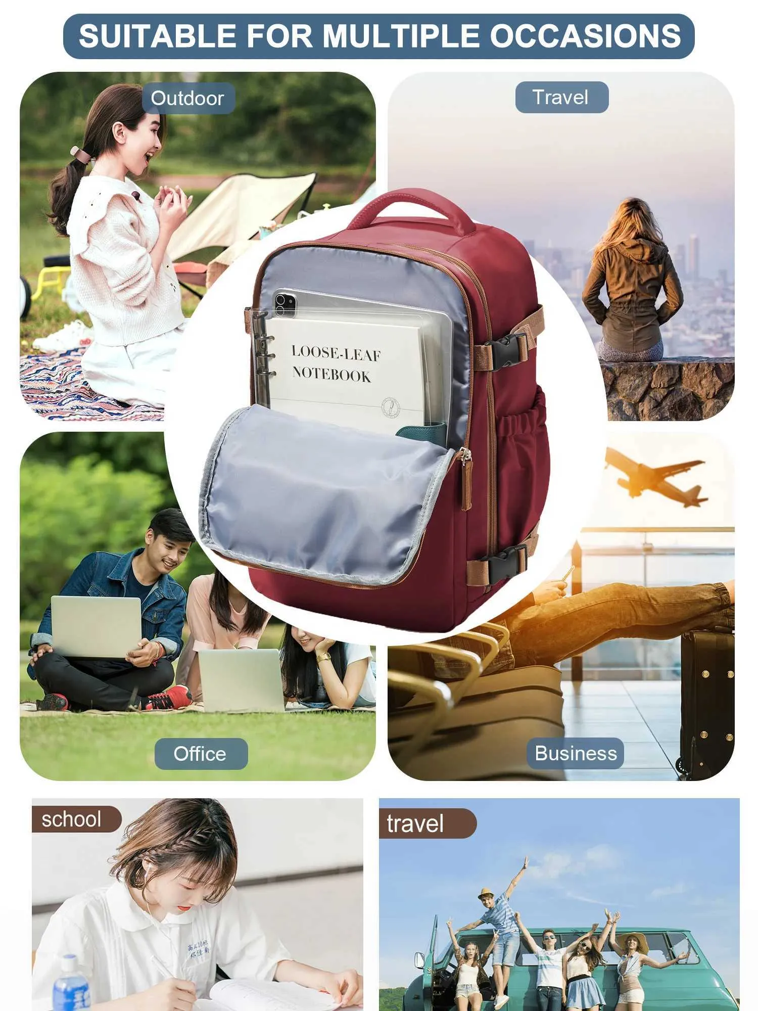 Reistas 40x30x20 Wizzair Handbagage Vliegtuig Mannen Vrouwen 15,6 inch Laptop Rugzak Waterdicht Casual_voghion.com