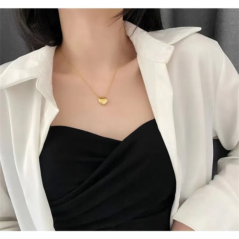 Colliers de mode en chaîne 2023 pour femme en acier inoxydable avec pendentif en forme de cœur et d'amour pour fille vierge, bijoux à maillons de chaîne couleur or_voghion.com
