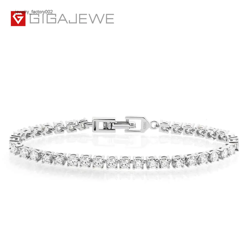 GIGEWE 3.0mmX43Pcs white D Color Round Cut White Gold Plated Sier Moissanite Tennis Bracelet_voghion.com