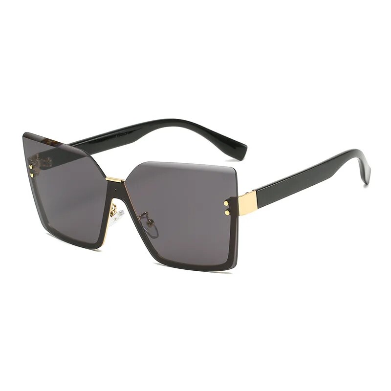 Fashion New European and American Style Half Frame Metal Fashion Slim Ladies Sunglasses Anti-UV Glasses