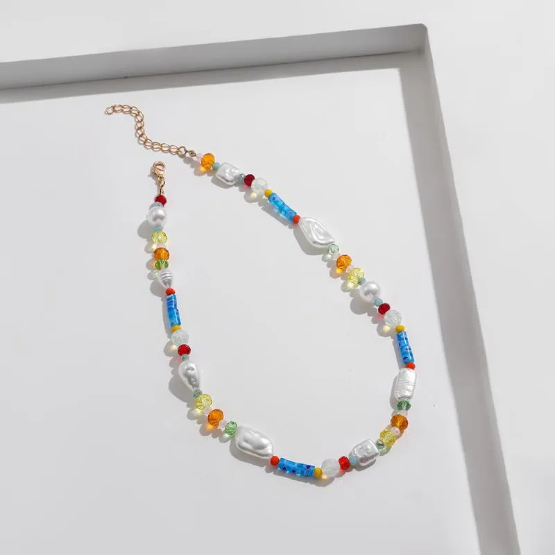 Ketten Boho Winzige Saatperlen Handgemachte Webart Blume Daisy Choker Halskette Für Frauen Mode Perlenschale Schlüsselbeinkragen_voghion.com