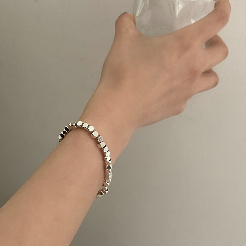 Bracciale con perline di miglio, design a cubo, estivo, leggero, con senso di nicchia, catena per clavicola, collana con cerchio semplice e scintillante._voghion.com