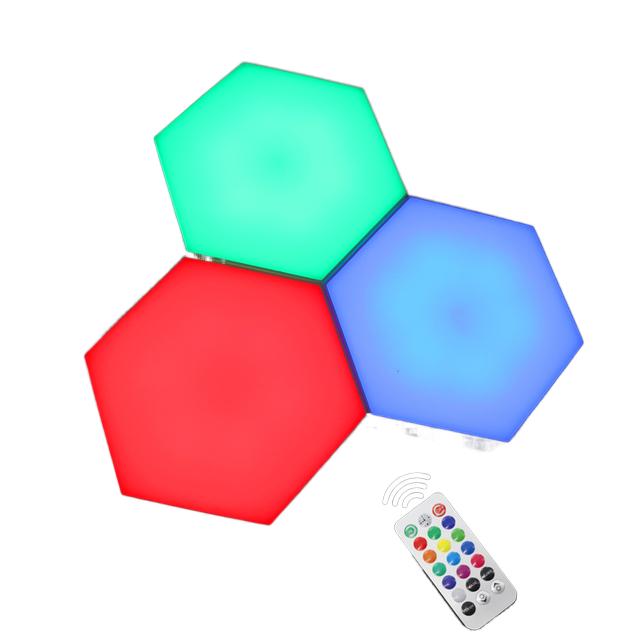 RGB LED kvantinė lempa šešiakampė šviesa „pasidaryk pats“ LED sieninė lempa jutiklinis jutiklis RGBW LED korio šviesa spalvinga naktinė lemputė USB modulinė lempa_voghion.com
