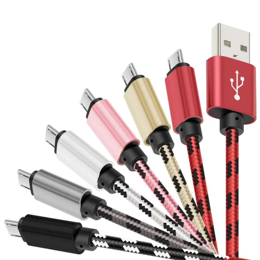 Câble de chargement et de synchronisation de données micro USB pour téléphone portable (1 m, 3 pi, 2 m, 6 pi, 3 m, 10 pi)_voghion.com