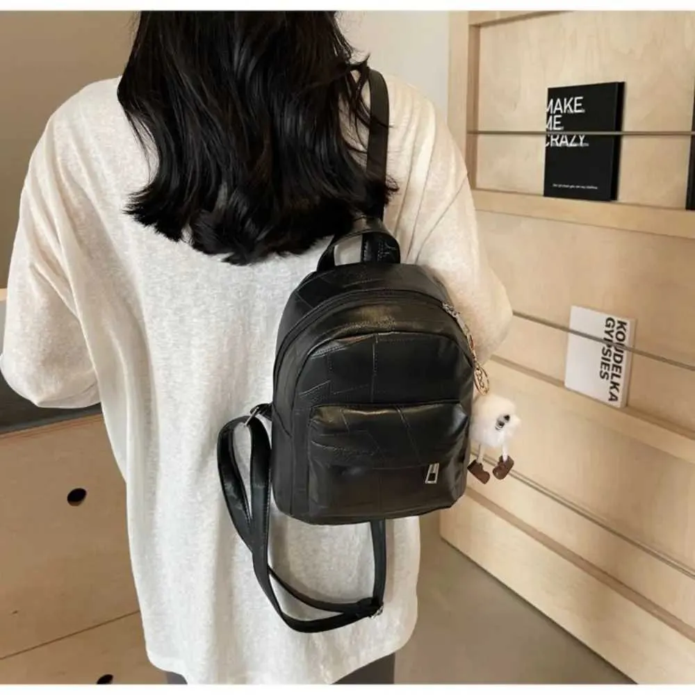 Mini-Rucksack für Damen aus PU-Leder, süßer kleiner Rucksack, weiß, schwarz, für Teenager-Mädchen, modischer Rucksack_voghion.com