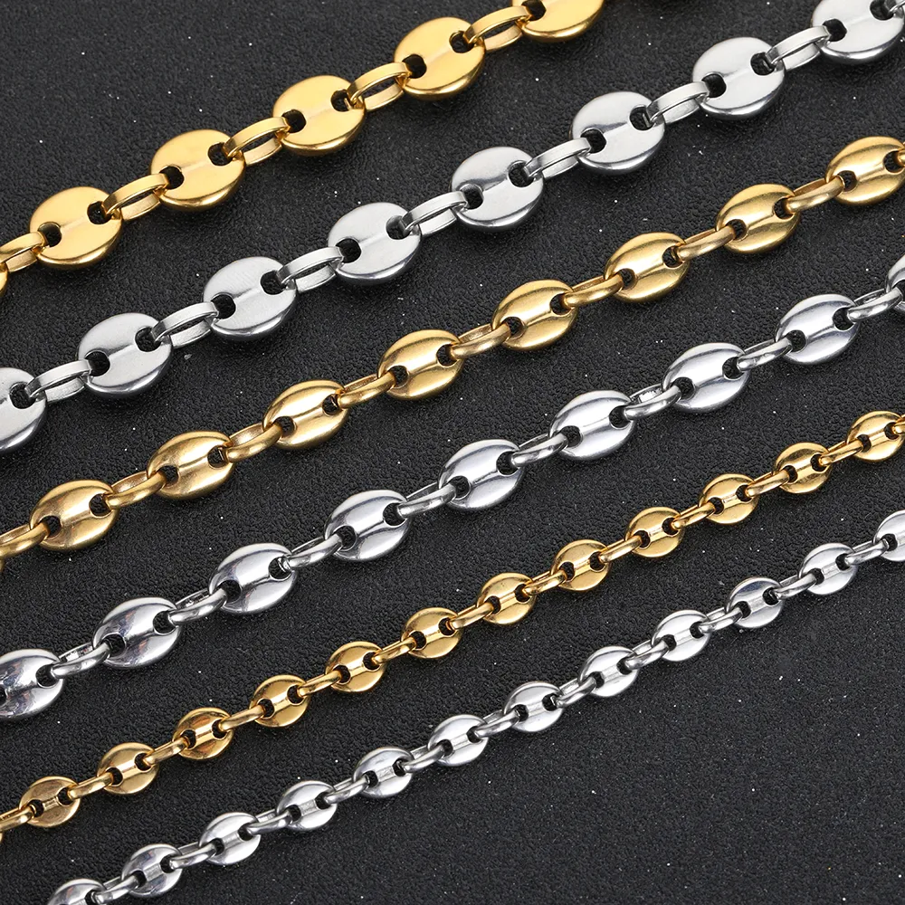 Collar de cadena con eslabones grano de café chapado en oro mujer_voghion.com