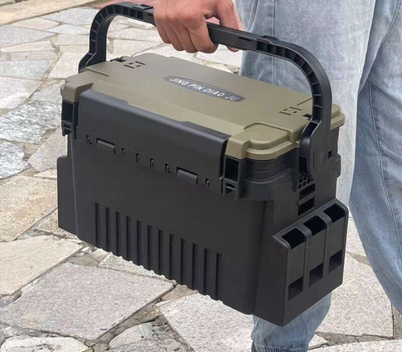 【Estável e à prova de choque】 Armazenamento de camada dupla multifuncional portátil para beira da estrada, barco marítimo, ferramentas de pesca, isca_voghion.com