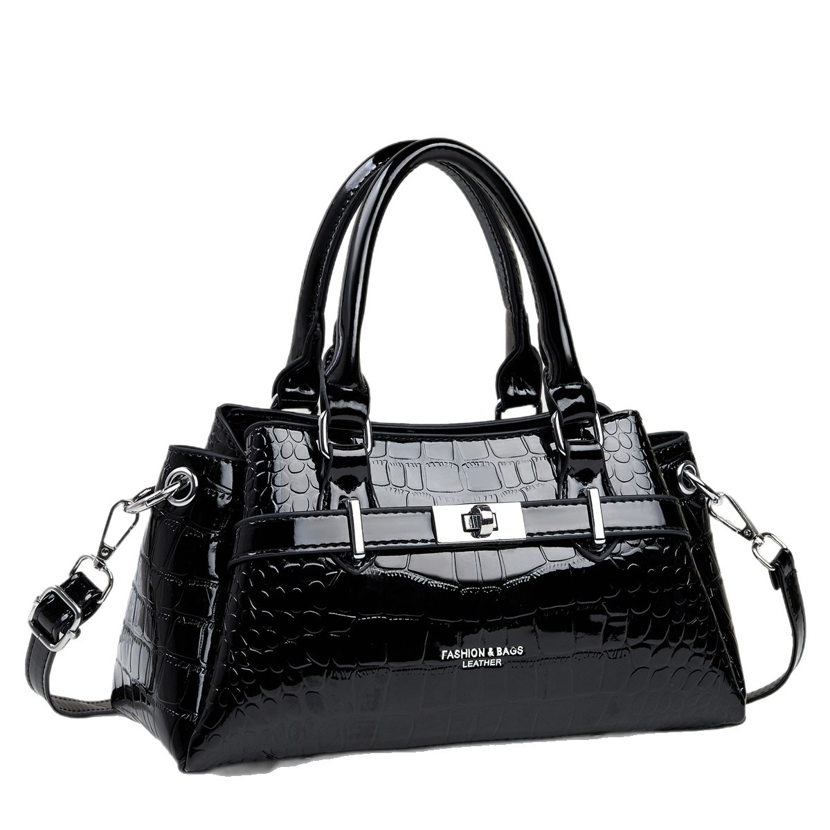 Women's Fashion Handbag With Crocodile Texture, Retro Small Crossbody Bag For Daily Use, PU Leather Shoulder Bag With Zipper Closure, Medium Size