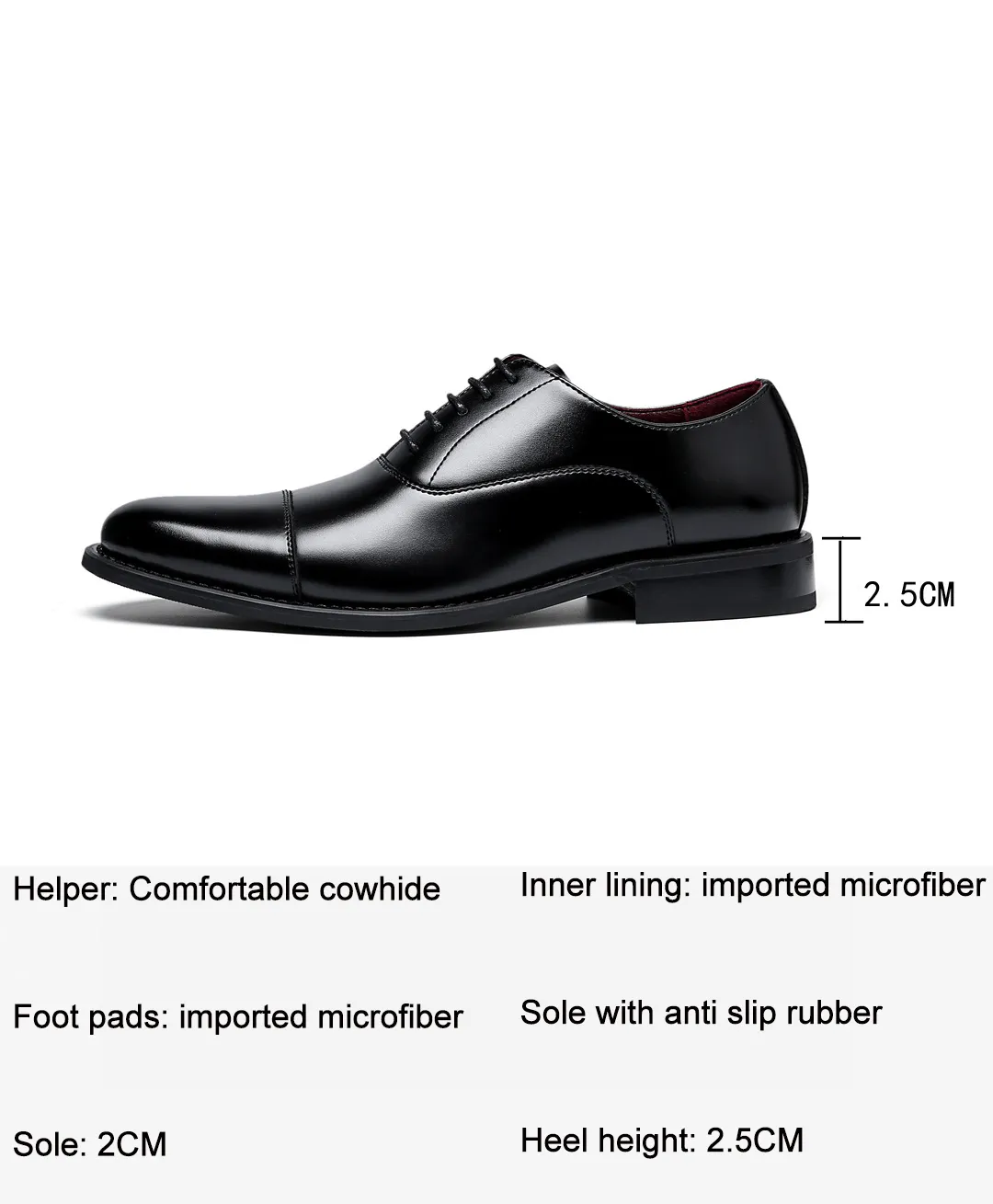 Verslo Oksfordo formalūs vyriški natūralios odos paaukštinti batai, britiško stiliaus, Lhshoe_voghion.com