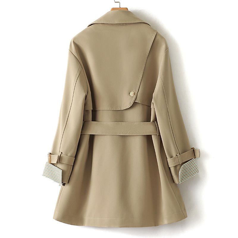 Women's autumn new long-sleeved lapel belted windbreaker jacket 8296_voghion.com