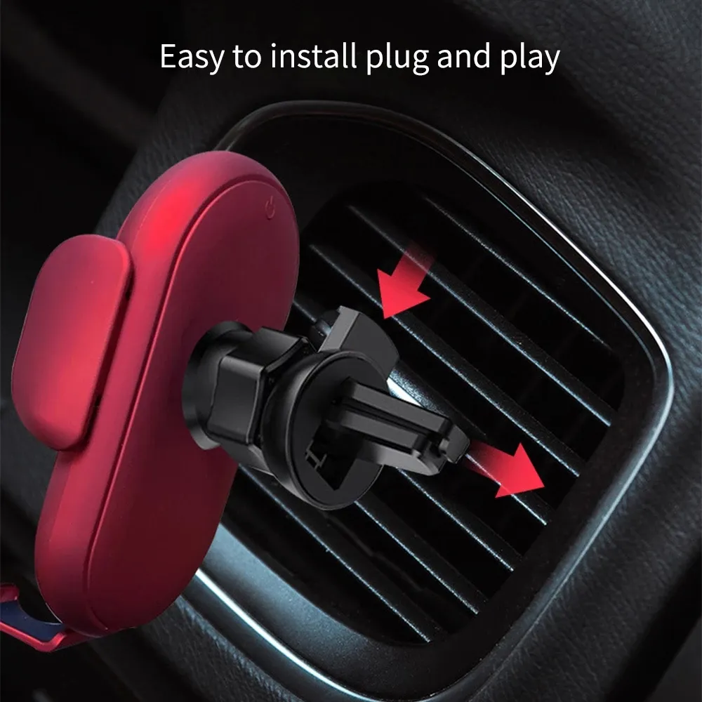 S11 10W Qi Wireless Charging Stand Charger Auto Infrared Sensor LED Mobile Phone Holder In Car Mount Air Vent_voghion.com