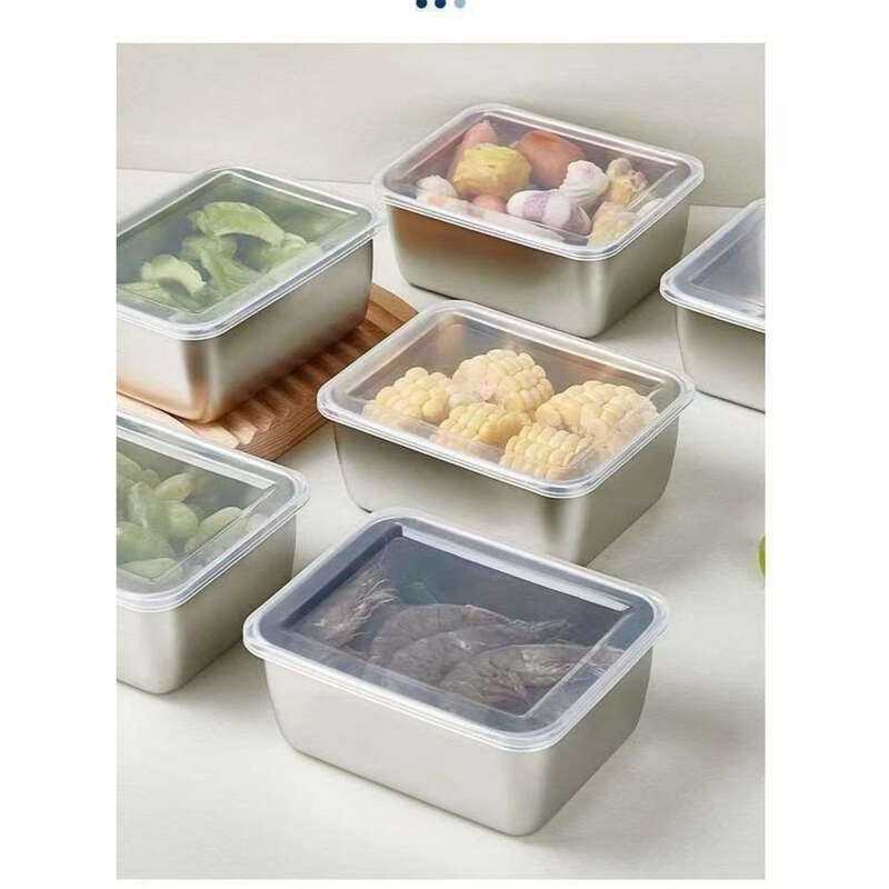 【/Cover Included 】 316 Stainless Steel Fresh-keeping Picnic Rectangular Multi-purpose Box, Refrigerator Storage Box_voghion.com