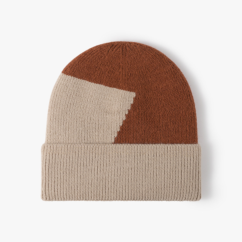 Fleece-verdickte warme kalte Mütze Herren Farblich passende Ohrenschützer Verdickter großer Kopfumfang Herbst- und Winterwoll-Strickmütze Damen_voghion.com