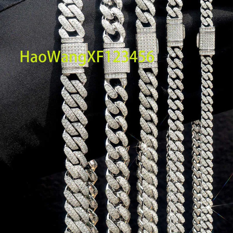RINNTIN SMN Iced Out Hip Hop Link Ketten Custom Schmuck Echt Sterling Silber Moissanite Dia Kubanische Kette_voghion.com