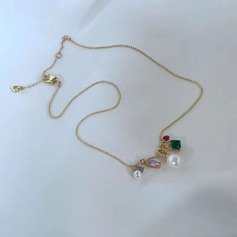 Fashion Ring Pearl Necklace For Women Simple Fresh Colorful Stone Style Love Heart Designer Zircon Nature Sister_voghion.com