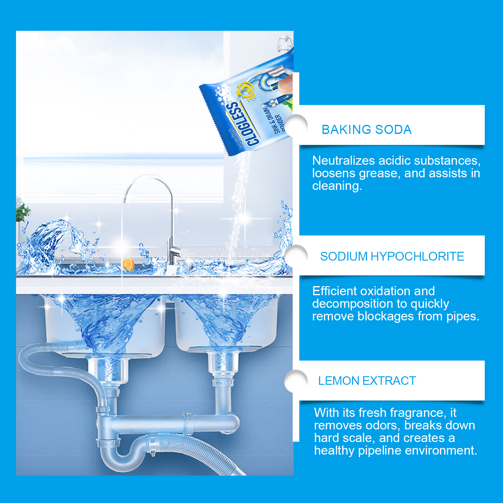 Jaysuing Pipeline Dredging Cleaning Powder To Dissolve And Dredging Sewage And Drain Grease Blocking Deodorant Powder_voghion.com