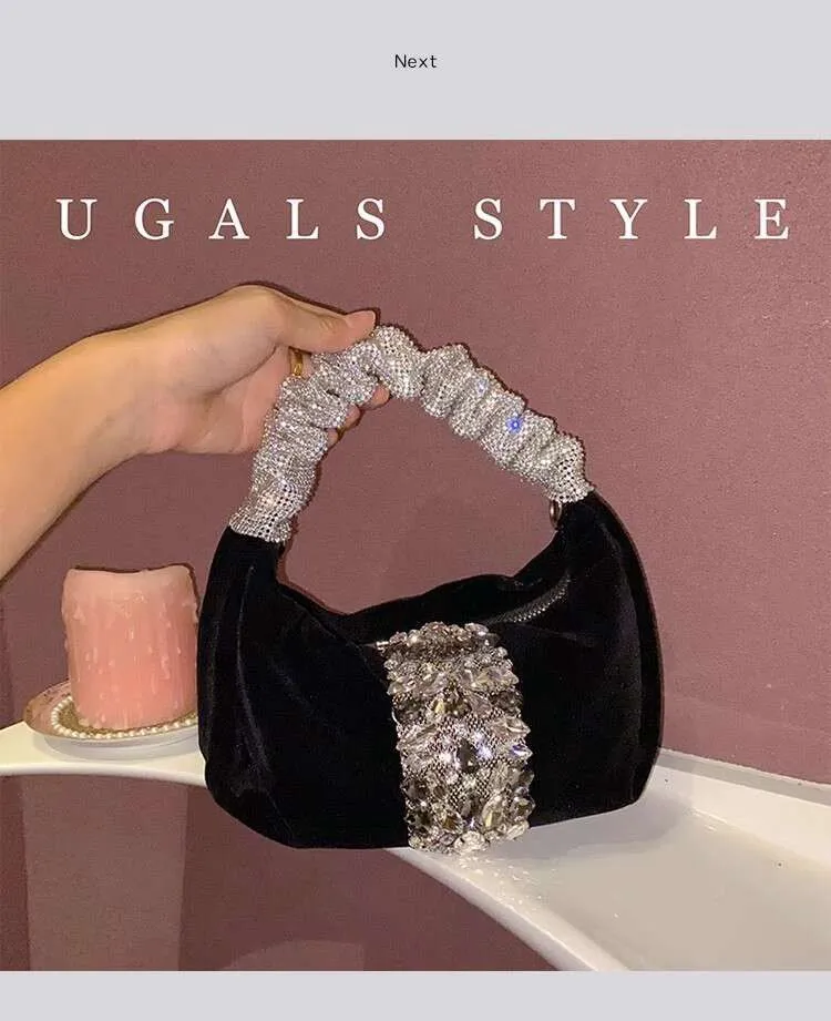 Borsa a mano da donna con glitter scintillanti Rhies Dia, da sera, alla moda, da sposa, da festa, pochette, borsa a tracolla_voghion.com