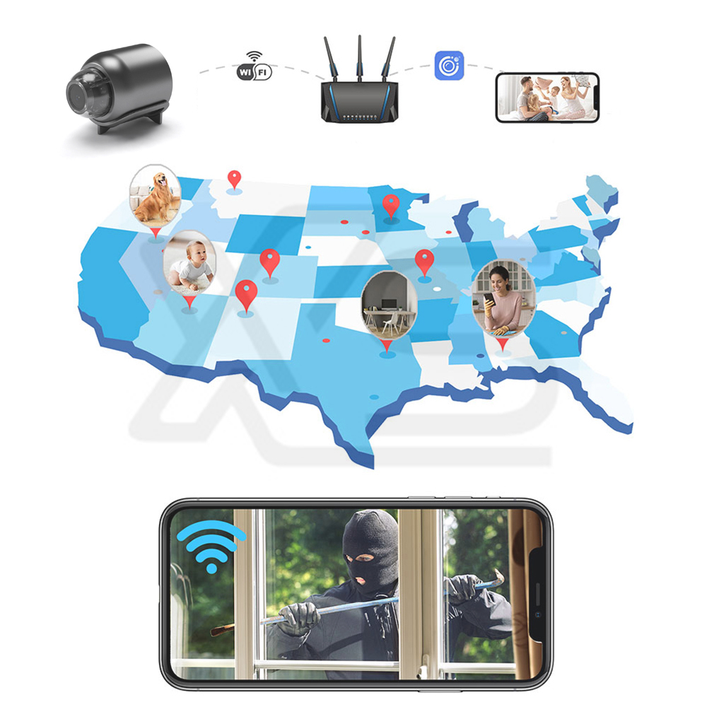 Mini kamera 1080P HD WiFi Domači monitor Notranja varnost Varnostni nadzor Nočni vid_voghion.com