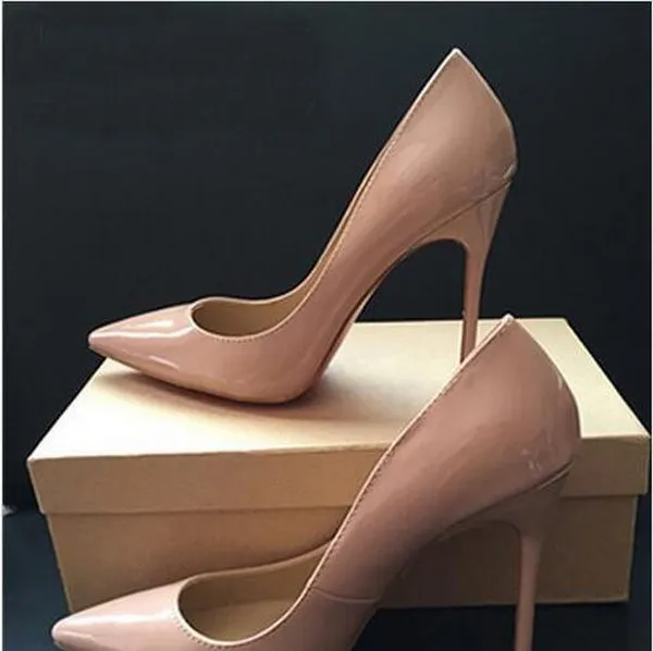 Top Qualität 2018 Frauen Böden High Heels Sexy Spitzschuh Rote Sohle 8cm 10cm 12cm Pumps Hochzeit Kleid Schuhe Nude Schwarz_voghion.com