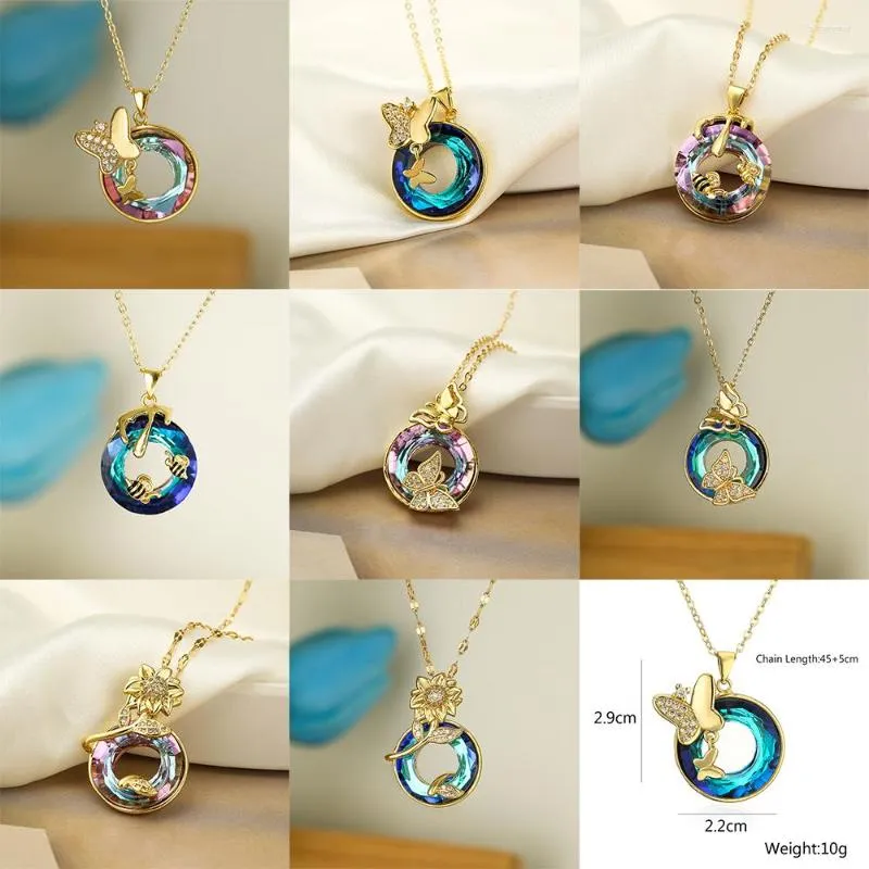 Colliers pendentifs délicats de haute qualité pour femmes/filles, couleur or, papillon avec rangée de pierres CZ, bijoux élégants et bling-bling, cadeau_voghion.com