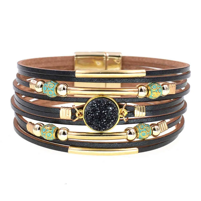 Wellmore Frauen Armbänder Böhmen Mode Wickelarmband Leder für Weiblichen Schmuck Großhandel_voghion.com